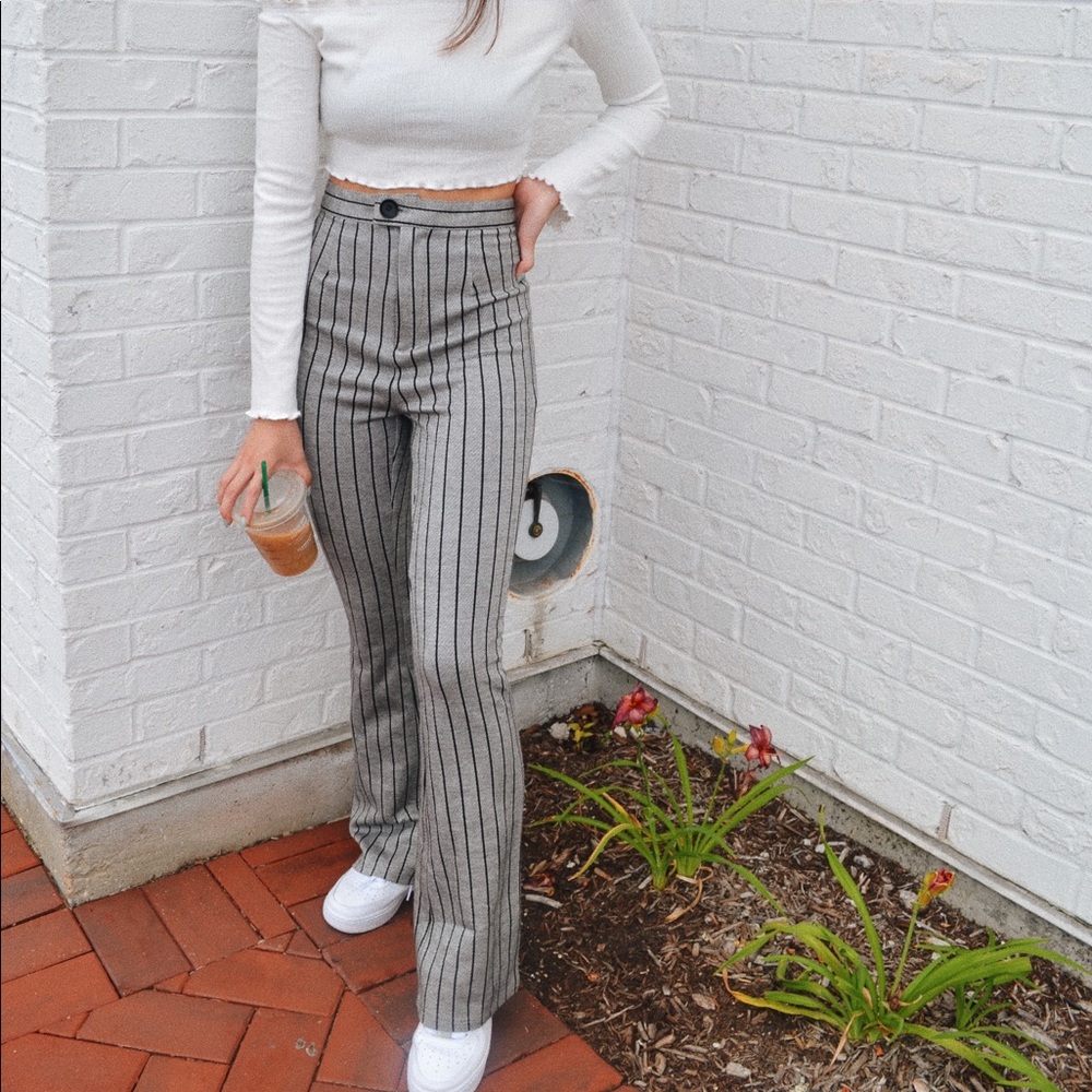 NEW • Gray Striped Pants - Picture 2 of 2